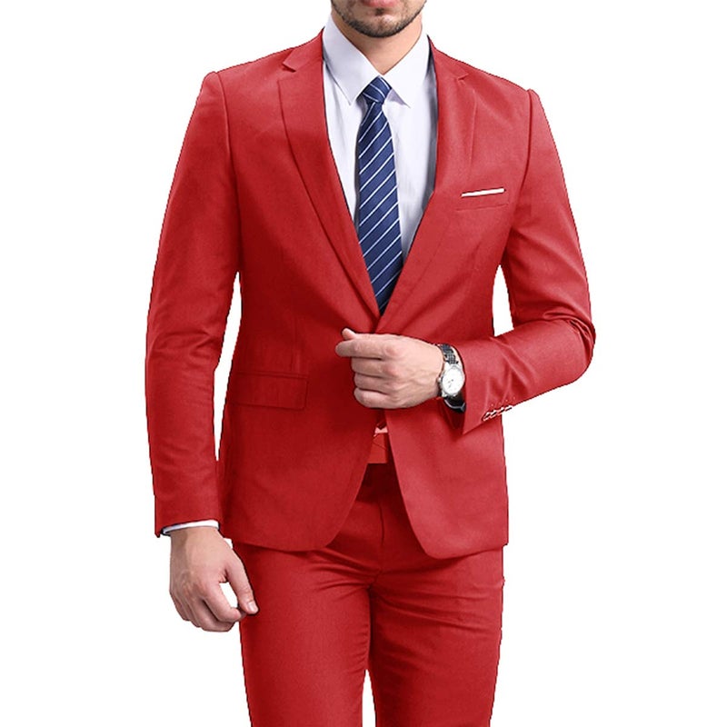 YFFUSHI Men Slim Fit One Button Blazer Jacket Casual/Party Sport Coat,Red,XX-Large - Image 4